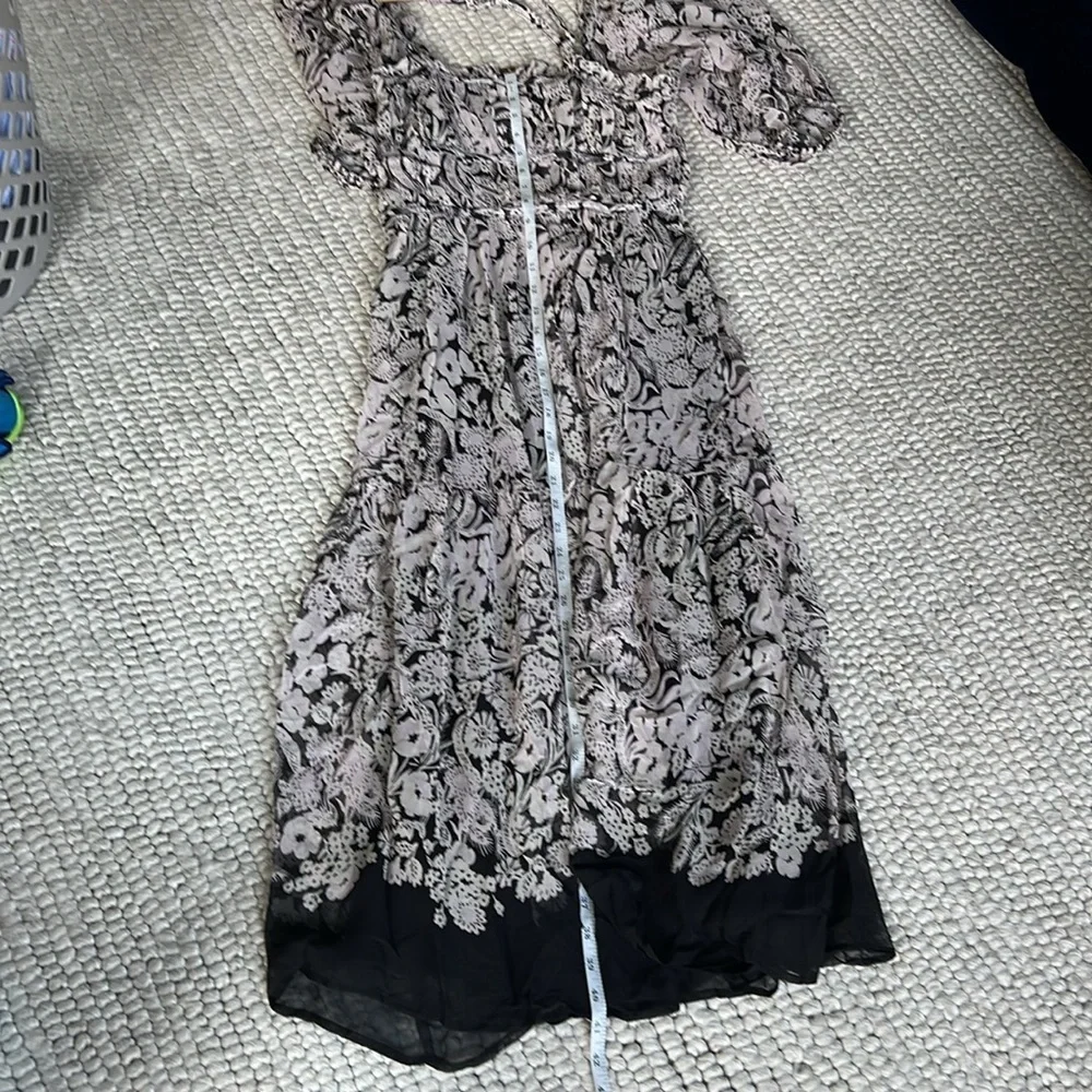 Anthropologie Long floral Dress puff sleeve tie back XS - Picture 11 of 12